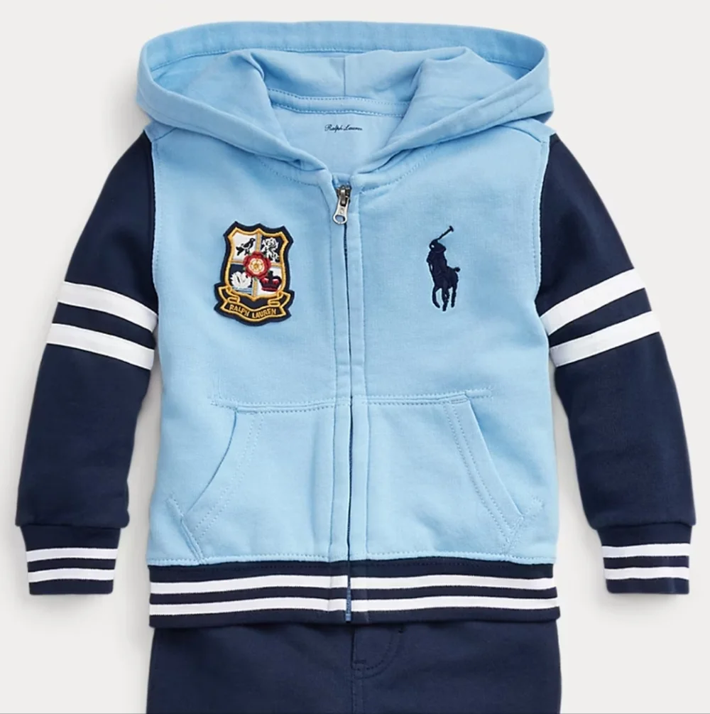 Polo Ralph Lauren Infant French Terry Zip Hoodie Big Pony Patch Preppy Size 18M
